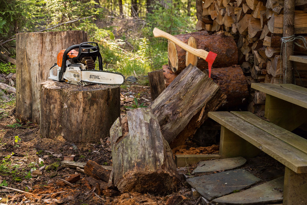 sawing your own firewood with a STIHL chainsaw