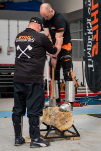 J Stableford in the TIMBERSPORTS standing block discipline