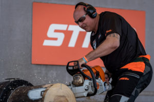 andrew evans taking part in the 2016 TIMBERSPORTS championship