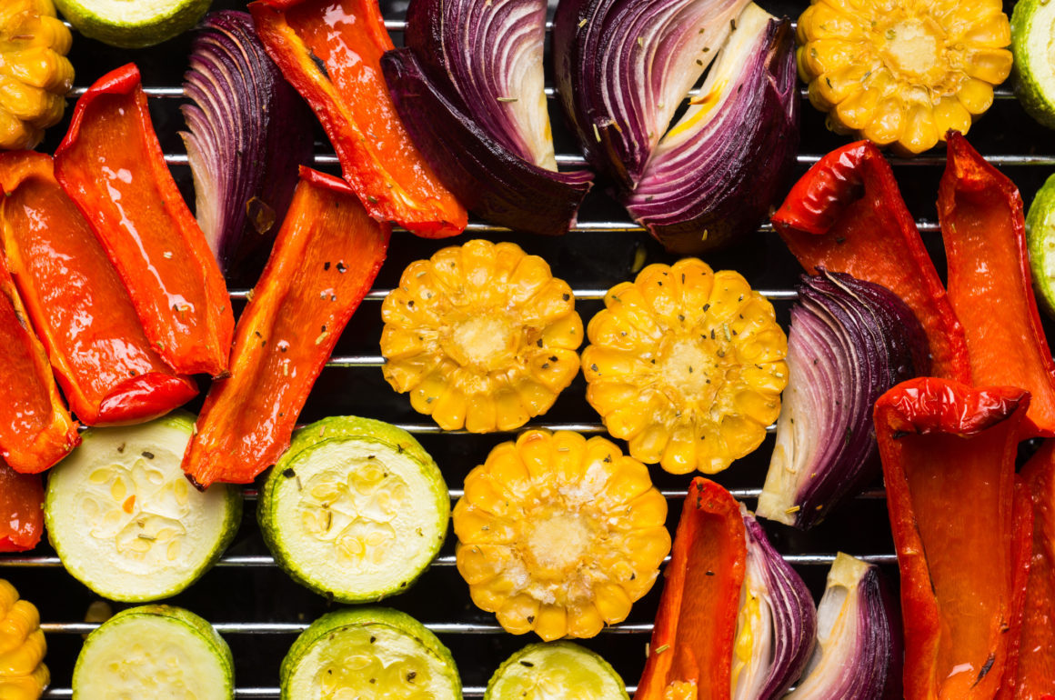Grilled vegetables on the pan.
