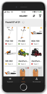 nearby products on the STIHL connected app
