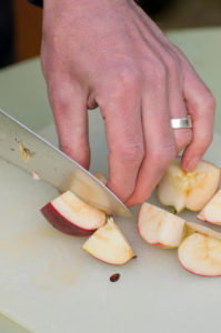 Chopping apples