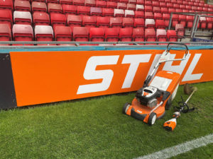 stihl lawn mower and grass cutter with the stihl connected attachment