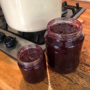 making jam with home grown fruits