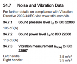 STIHL Vibration data